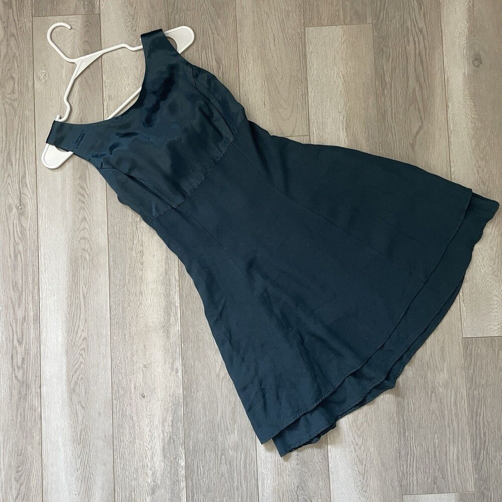 Vintage Fit-Flare Dress tie back mini womens Navy Blue (size 6) cdc party formal